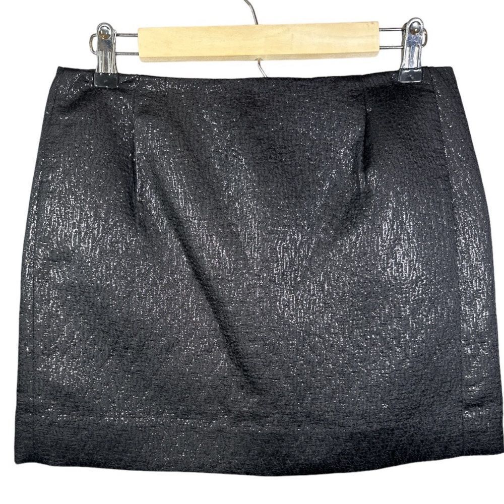J. CREW Women’s Metallic Silk Blend Mini Skirt Black Size 4